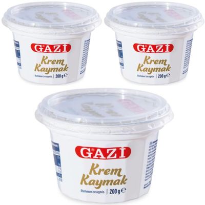 Gazi cream cream product kaymak 100% COW MILK Fat content of 23% 200g x 3PCS with Pufai grocery