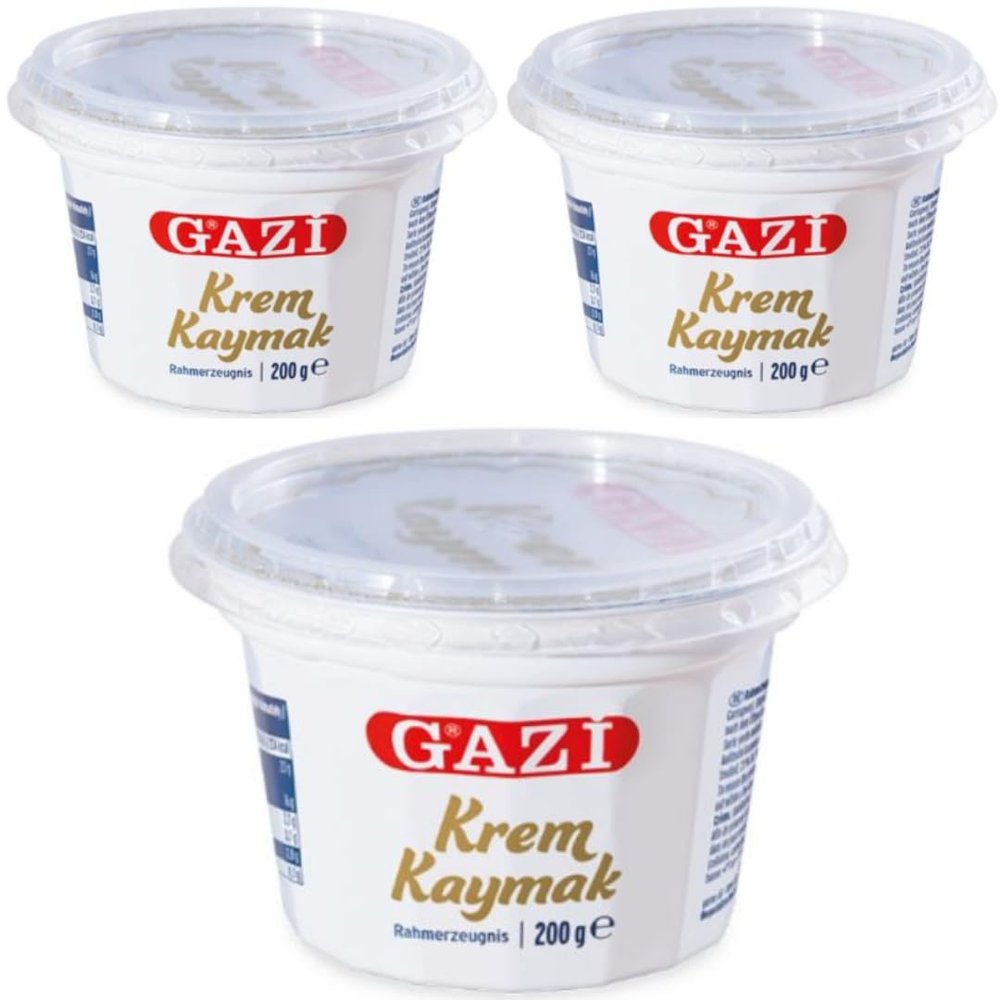 Gazi cream cream product kaymak 100% COW MILK Fat content of 23% 200g x 3PCS with Pufai grocery