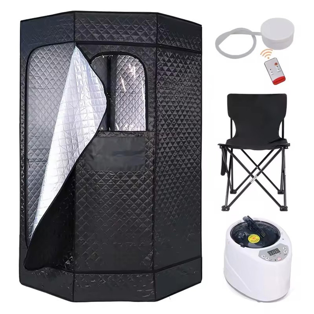 guoyjmm Portable Sauna for Home, Full Body Steam Sauna Room, Personal Sauna with 2.6L 1000W Steam Generator, 9 Temperature Settings, Foldable Chair, Remote Control Included
