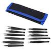 ANKROYU 11PCS Tweezers Canvas Bag Set, Stainless Steel Accuracy Tweezers, Straight Ebow Anti Static Tool for Digital Maintenance view 1
