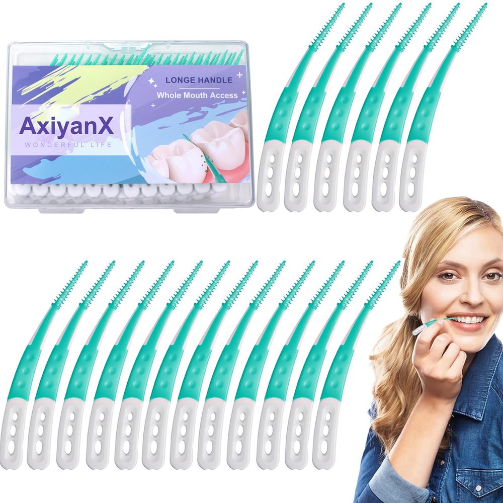 AxiyanX 84PCS Portable Soft Dental Floss Picks,Soft Silica toothpicks,flossers for Adults Teeth Cleaning Tools,interdental Brushes Between Teeth,Disposable Dental Picks (84)