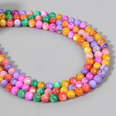 4MM Natural Freshwater Shell Beads Round Shell Loose Beads for Jewelry Making DIY Bracelet Necklace Accessories,B,4mm about 85-90pcs