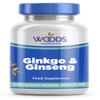 Ginkgo & Ginseng (90 Capsules) from Woods Supplements | Ginkgo Biloba Extract 120mg | Panax Ginseng Extract 120mg | Suitable for Vegetarians & Vegans | with 6mg Vitamin B5 & 2.1mg Iron view 1