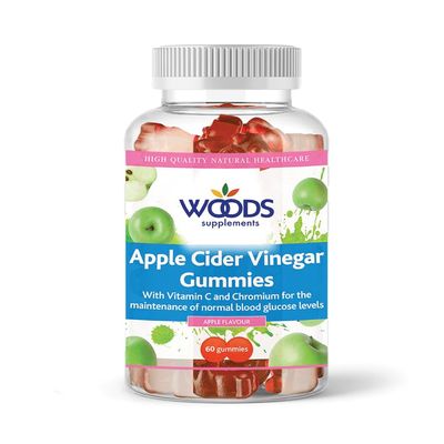 Apple Cider Vinegar Gummies from Woods Supplements | 500mg Apple Cider Vinegar | 20mg Vitamin C | Chromium 6g | Delicious Apple Flavour | Suitable for Vegans | (120)