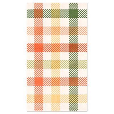 100 Fall Plaid Paper Napkins Autumn Colors Paper Hand Towels Thanksgiving Harvest Disposable Party Napkins Modern Farmhouse Orange Green Check Decorative Napkins for Party Supplies