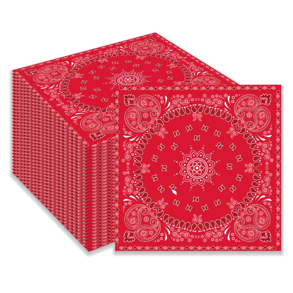 100Pcs Red Bandana Western Party Napkins Paper Napkins Disposable Dinner Napkins,Circular Party Napkins Guest Towels Birthday Wedding Napkins for Kitchen