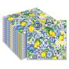 100Pcs Lemon Party Paper Napkins Party Napkins Disposable Blue Tiles Print Lemon Guest Towels for Birthday Wedding Kitchen Bathroom Decorations Tableware