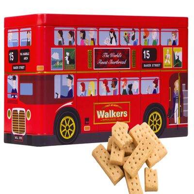 Walkers Pure Butter Scottish Cookie Mini Shortbread Fingers in London Bus Gift Biscuit Tin 250g - Suitable for Vegetarians and Kosher