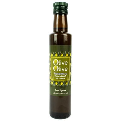 Rosemary Infused Olive Oil Extra Virgin by OliveOlive - First Cold Pressed Olive Oil from Cyprus - 100% Handpicked Olives - High PolyPhenols - 250ml dark glass bottles (Rosemary)