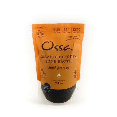 Ossa Chicken Bone Broth, High-Protein Broth, Preservative-Free Soup & Cooking Essential, Keto & Paleo-Friendly Soup Maker for Gut Health & Digestion, 500 g - Delivered Frozen