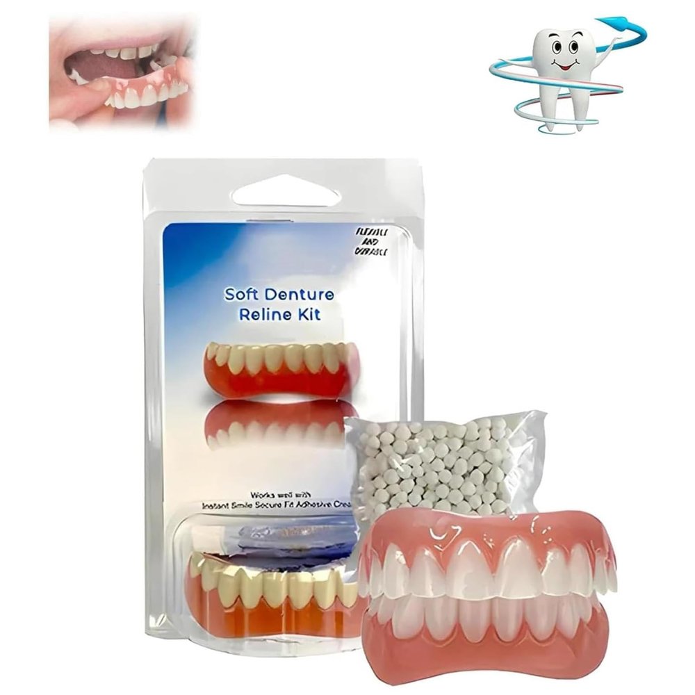 Fivfivgo Soft Denture Reline Kit, Vumela Soft Denture Reline Kit, Denture Silicone Reline Kit, Upper and Lower Denture(1 pc)
