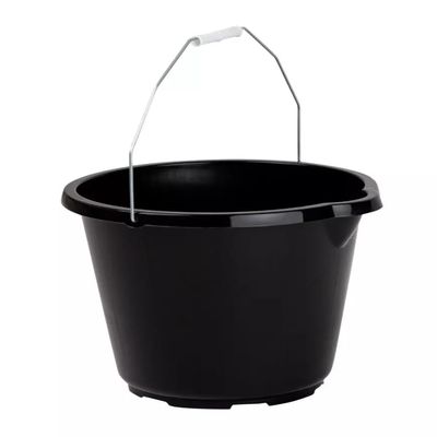 12L Plastic General Purpose Black Bucket Heavy Duty Water Storage Metal Handle