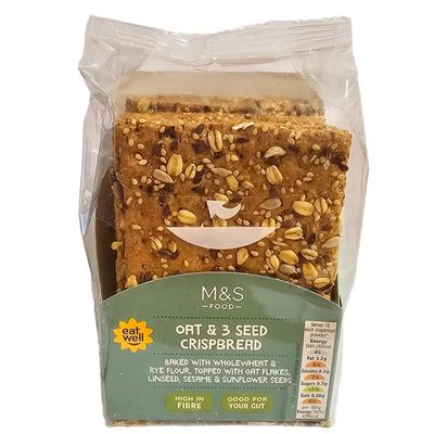 M&S Seed Crispbread - Baked with Wholewheat, Wheat Flour, Linseed, Sesame, Cheese & Pumpkin Seed, Rye Flour, Topped with Oat Flakes (2 Pack, Oat & 3 Seed)