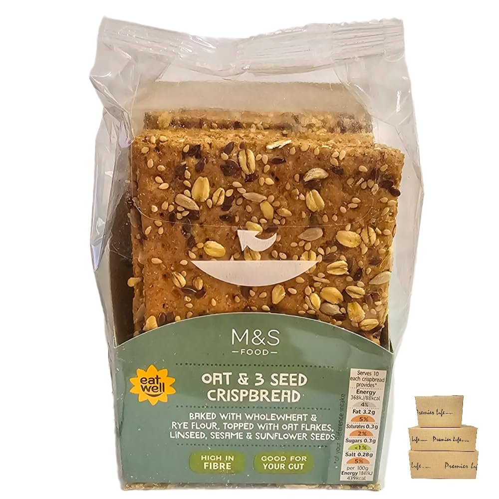 M&S Seed Crispbread - Baked with Wholewheat, Wheat Flour, Linseed, Sesame, Cheese & Pumpkin Seed, Rye Flour, Topped with Oat Flakes (1 Pack, Oat & 3 Seed)