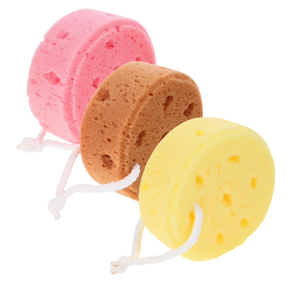 ULDIGI 3pcs Bath Exfoliating Body Sponge Set with Honeycomb Foam Texture, Soft Skin Scrubber for Boys and Girls and Adults, Multi-Color Bathing Accessories for Daily Shower and Body