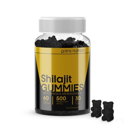 GN Shilajit Gummies | 60 High Strength Daily Gummies - 500mg Himalayan-Shilajit per Serving with Chaga & Ashwagandha | Gummys for Men & Women | Non-GMO, Gluten & Allergen Free