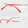 Glasses accessories replacement Temple Eyeglasses,Replacement Temple Arm Frame, Eyeglasses Arm Leg,1 Pair Metal Glasses Replacement Temple Rhinestone Eyeglass Frame Legs for Women, Red view 2