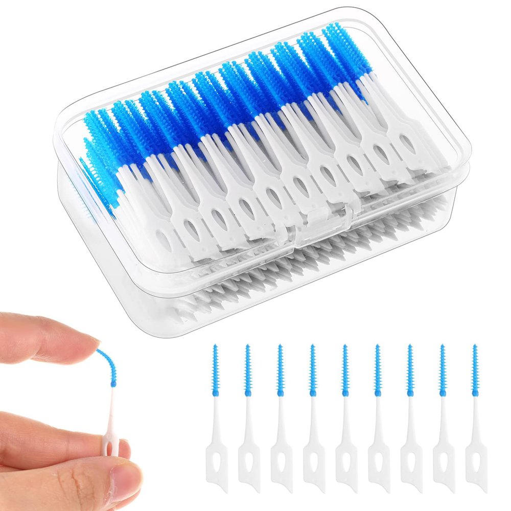 200 Pcs Interdental Brushes for Tepe, Floss Sticks Dental, Tooth Picks Floss Sticks, Dental Floss Stick Portable Tooth Clean Tooth Gap Brush Silicone Floss for Braces Oral Cleaning