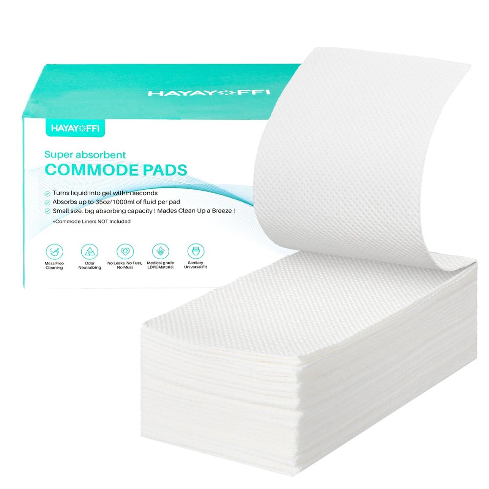 HayaYoffi 120 Count Super Absorbent Commode Pads, Disposable Toilet Pads for Adults Toilet Chair, Portable Potty, Commode Liners, Make Caregiving Easier, White