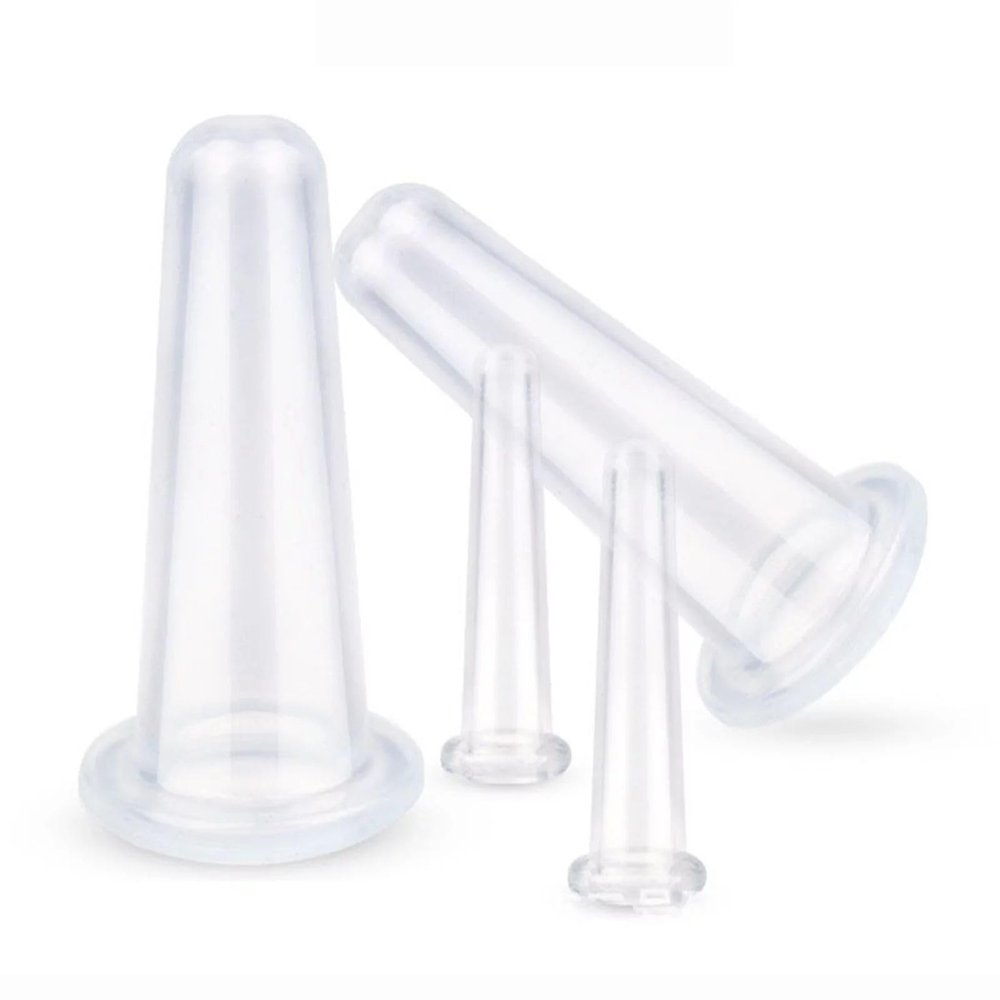 4Pcs Transparent Massage Cupping Set Silicone Mini Facial Cups Face Massager Helper Skin Care Neck Back Eyes Massaging Cup Safe to Use, Don't Worry About Burns Health Facial Skin Care Sets and Kits