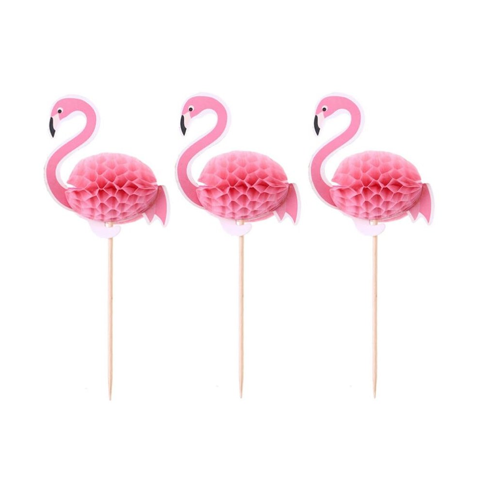 HOLIDYOYO Flamingo Cake Toer Set 3d Flamingo Cake Picks Hawaii Theme Party Cake Decorations