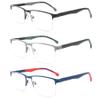 MODFANS 3-Pack Reading Glasses Men (Blue Light Blocking) Metal Frame Rectangle Style Stainless Steel Material Readers Glasses Grey/Dark Green/Red view 1