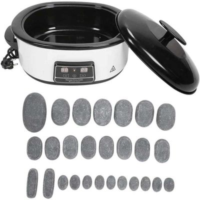 ZYJIX Natural Basalt Massage Stone, 27 Pieces Hot Stone Massage Kit With Digital Stone Heater, For Home Spa Relaxation Pain Relief