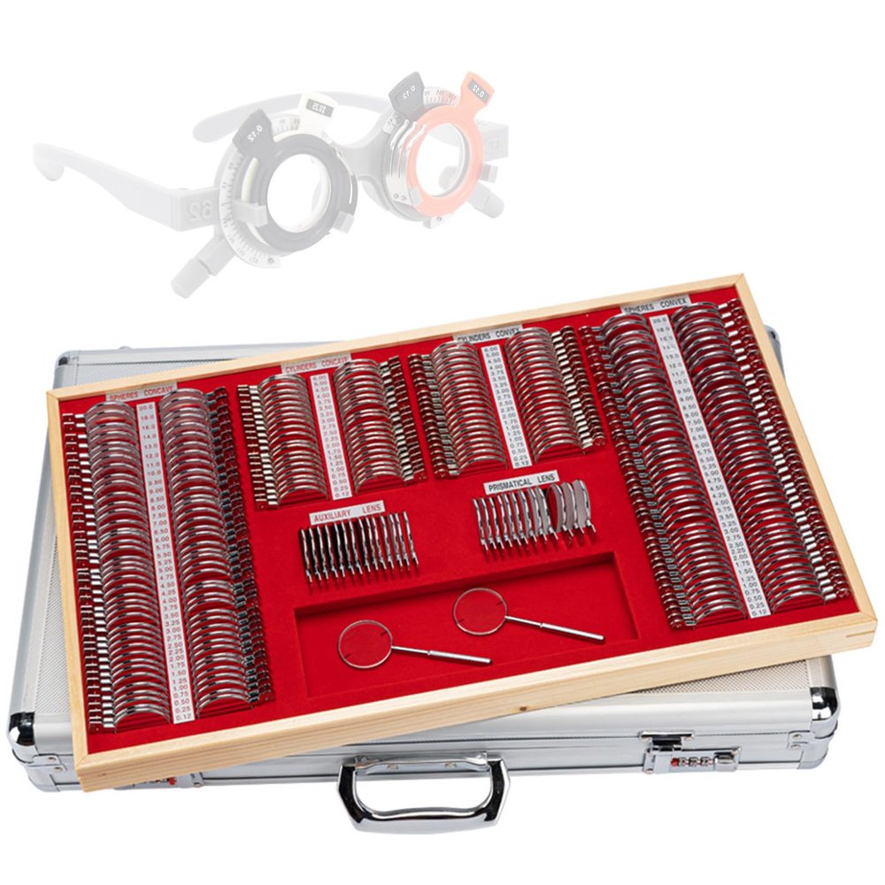 266 Pcs Optical Trial Lens, Precise Trial Lenses Set for Optometry Lens Case Trial with Metal Rims Sphere lenses Cylinder Lenses Prism, Suitable for Opticians and Eye Hospitals