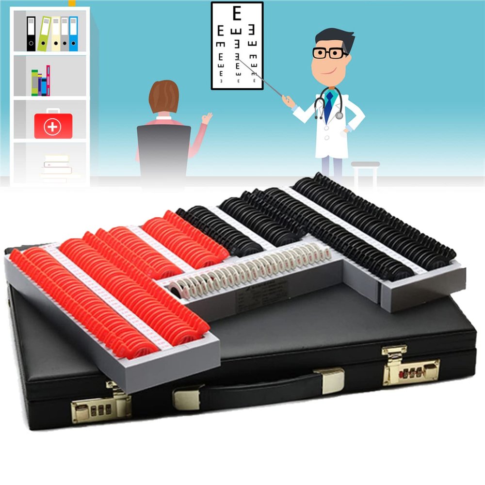 232Pcs Optical Trial Lens Set, Optometry Kit Eye Protection Accessories with Aluminum Case, Plastic Optical Trial Lens Equipment for Eye Hospital Vision Test