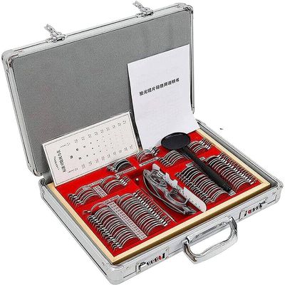 104 pcs Optical Trial Lens Set Optometry Kit Metal Rim Aluminum Case Trial Frame,Ophthalmic Instrument Optical Trial Lens Set