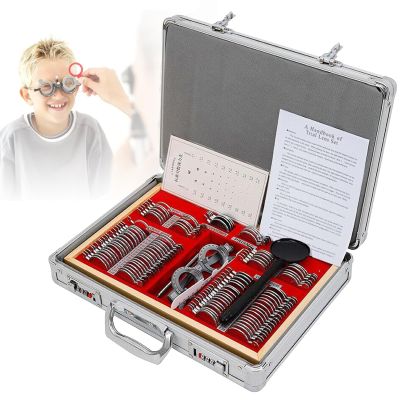 104Pcs Optical Trial Lens Set Metal Rim Optometry Kit Metal Rimmed Aluminum Box Trial Glasses Case Glasses Case, Free Optometry Test Trial Frame, Storage Case for Trial Lenses