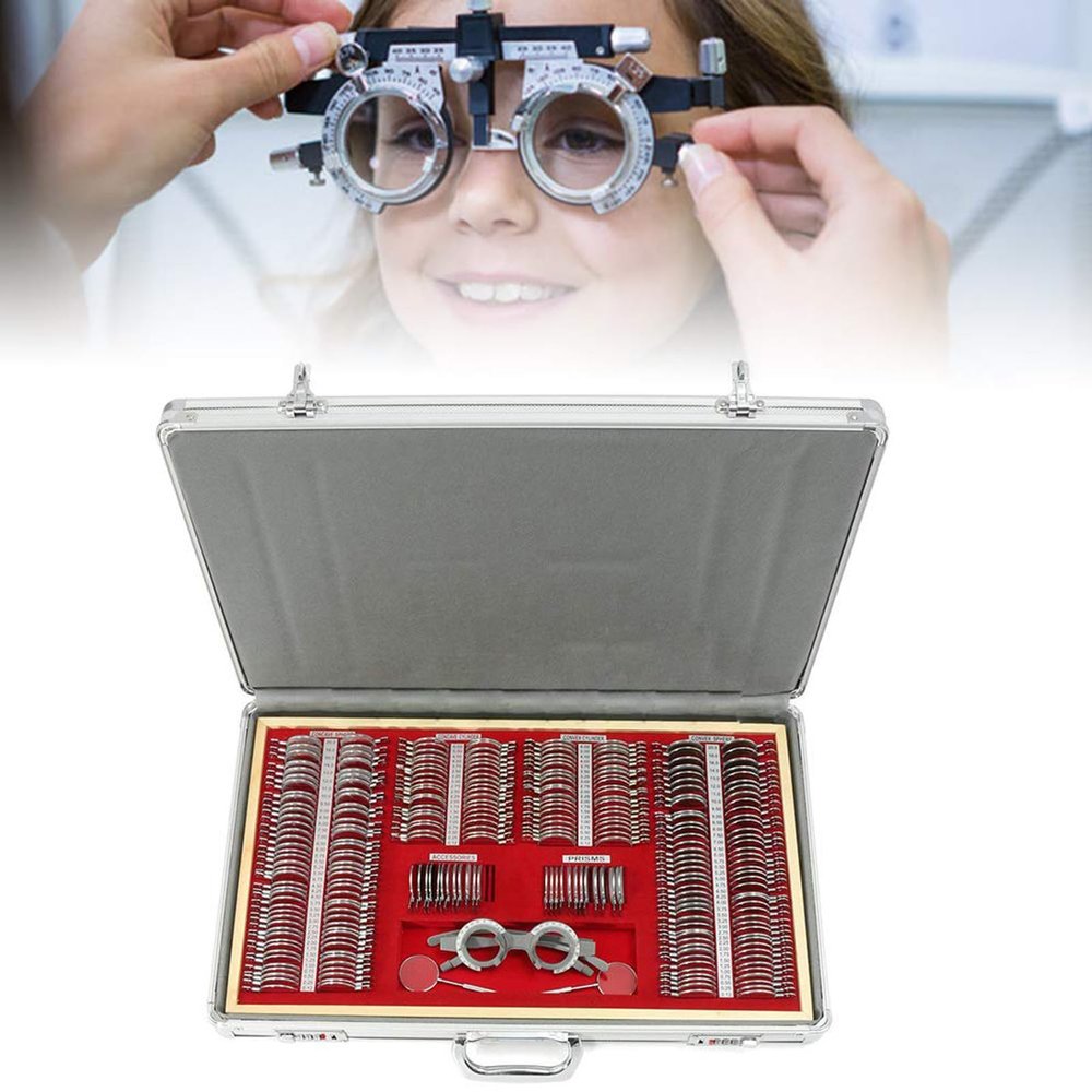 266 PCS Optical Trial Lens Set Optometry Kit, Metal Rim Case Kit Set Trial Frame Optometry Optician Test, Aluminum Case Optometry Optical Instrument with Optometry Test Trial Frame