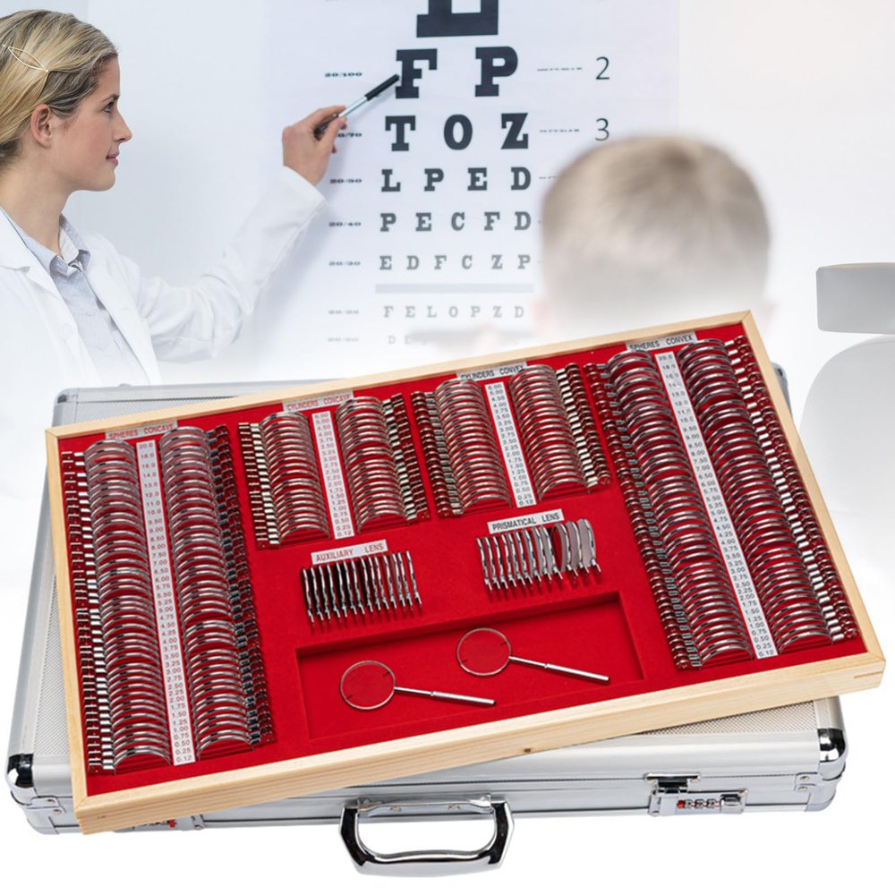 266 pcs Optical Trial Lens Set Ophthalmology Optometry Kit with Metal Rims Eye Optometry Lens Kit for Check The Refractive Error, with Optometry Test Trial Frame