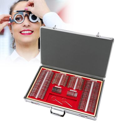 266 PCS Optical Trial Lens Set Metal Rim Optometry Kit, Precise Optical Lens Optometry Kit Metal Rim Optometry Test Trial Frame with Aluminium Case