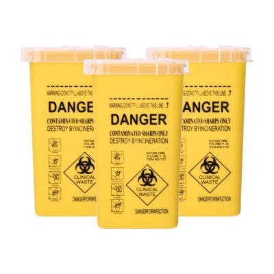 BAMTTOO 3pcs Needle Disposal Boxes Containers Tattoo Disposal Collector Sharps Containers Waste Boxes for Tattoo Supplies and Equipment (Yellow)