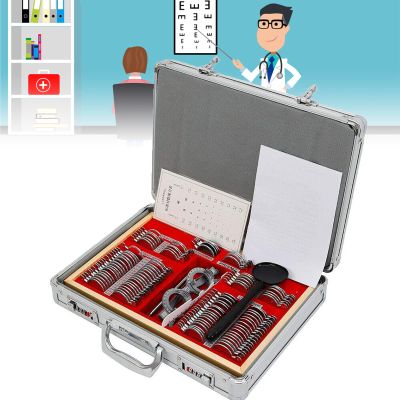 266Pcs Optical Trial Lens Set Optometry Kit, Eye Protection Accessories, Metal Rim Aluminum Case for Optical Shop, Vision Care Center