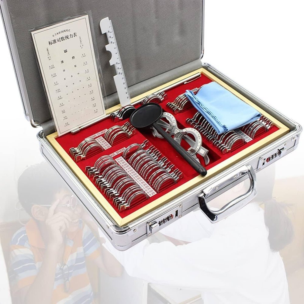 104 Pcs Optical Trial Lens Set, Optical Lens Optometry Lens Optometry Box Trial Lens Equipment,Ophthalmic Trial Case Lenses With Aluminum Storage Case