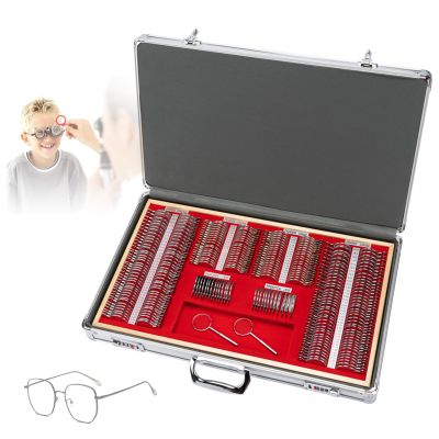 266 pcs Trial Lens Set Optical Kit with Metal Rim Wood Frame Aluminum Box Precise Trial Lenses Set for Optometry Lens Case Trial, Professional Trial Lens