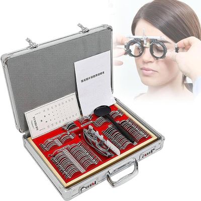 104pcs Professional Optometry Eye Equipment,Optical Trial Lens Frame Set,Ophthalmic Instrument Optical Trial Lens Set,w/Metal Rim Aluminum Case+Free Trial Frame