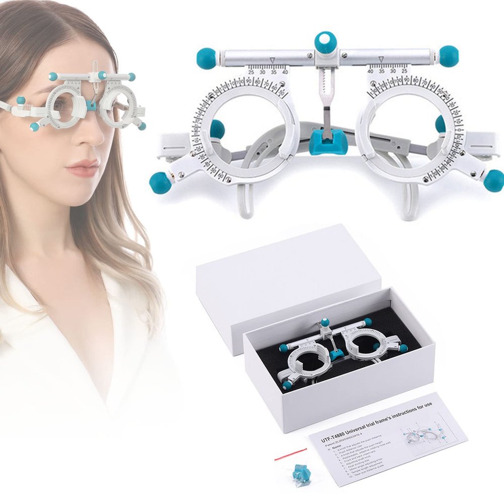 Adjustable Optical Trial Lens Frame PD 48-80mm Universal Optical Trial Frame,Titanium Optical Test Eyepiece,Eye Test Glasses Optometry Lens Frame for Test Optician