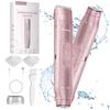 Akunbem 2 in 1 Women Electric Shaver Dual Head Bikini Trimmer for Women IPX7 Waterproof Wet & Dry Use Body Hair Trimmer and Facial Hair Remover for Bikini Underarm Leg Arm Body Face, Pink view 1