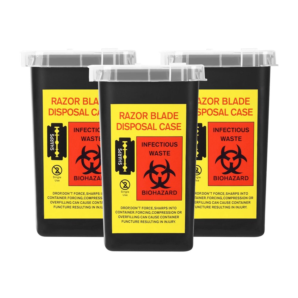 BAMTTOO 3pcs Needle Disposal Box Containers Tattoo Disposal Collector Sharps Container Waste Boxes for Tattoo Supplies and Equipment (Black)