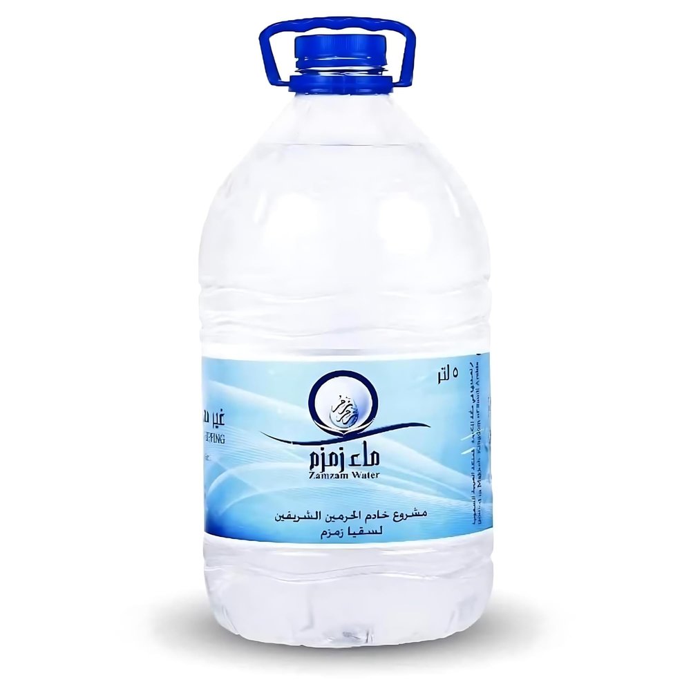 Authentic Zamzam Water 5L Bottle- Holy Water from Mecca Saudi Arabia - Sourced from Sacred Zamzam Well Pure Quality Blessed for Spiritual Physical Healing - Ideal for Hajj and Umrah Pilgrims