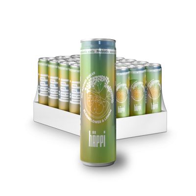 hppi Prebiotic Soda from Sweden, Elderflower/Lemon. Tasty & Low Calorie Drink for all occasions. Seasonal Lemonade for great Gut Health, 12 pack