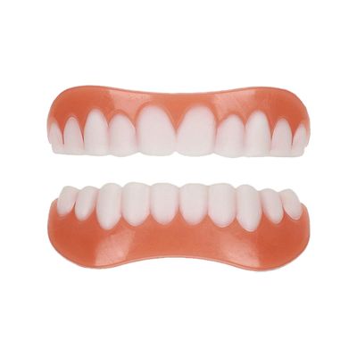 Care Spring False Teeth Veneers Removable 2 Pairs Cosmetic Veneers Dentures Upper And Lower, Fake Teeth Replacement Dentures Instant Teeth Straightening Kit for Men Women Cover The Imperfect Teeth