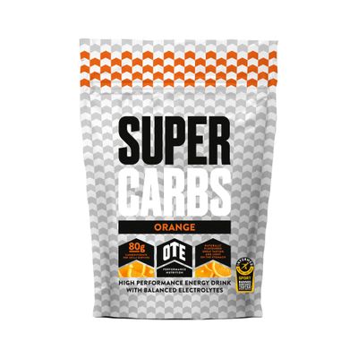 OTE Super Carbs - Energy Supplement Drink with 80g of Carbohydrates and a Balance of Electrolytes - Vegan-Friendly - 10 Servings (Orange)
