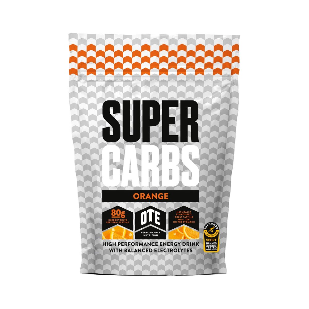 OTE Super Carbs - Energy Supplement Drink with 80g of Carbohydrates and a Balance of Electrolytes - Vegan-Friendly - 10 Servings (Orange)