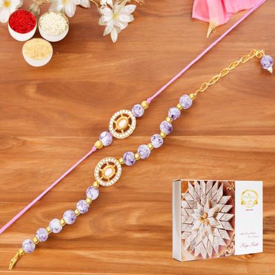 Ghasitaram Gifts Jaiccha Rakhi for Brother Rakhis Online Rmj-6012 Bhaiya Bhabhi Rakhis with 400 GMS of Kaju katli