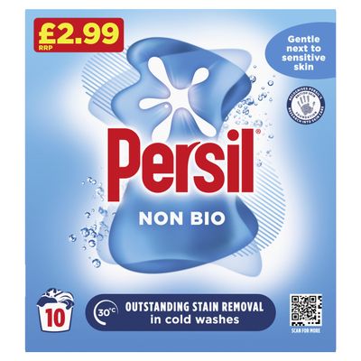 Persil Non Bio Washing Powder gentle next to sensitive skin for outstanding stain removal in cold washes 10 washes (500 g)