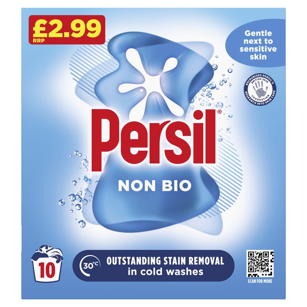 Persil Non Bio Washing Powder gentle next to sensitive skin for outstanding stain removal in cold washes 10 washes (500 g)